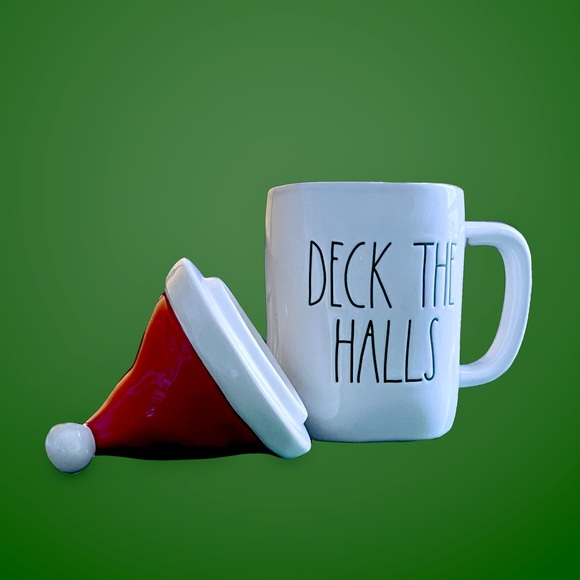 Rae Dunn Christmas mug with Santa hat Deck the Halls gift - Picture 2 of 2